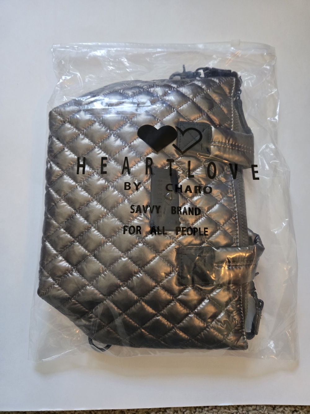 NWT Heartlove Quilted Metallic  Crossbody Bag